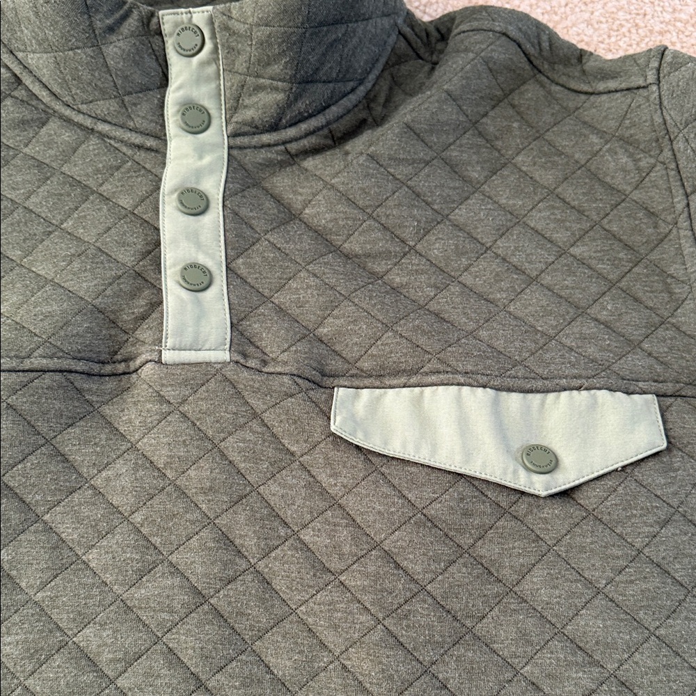 Ridgecut Touchwear Men’s XL 1/4-snap Quilted Olive Green Pullover - Picture 3 of 15